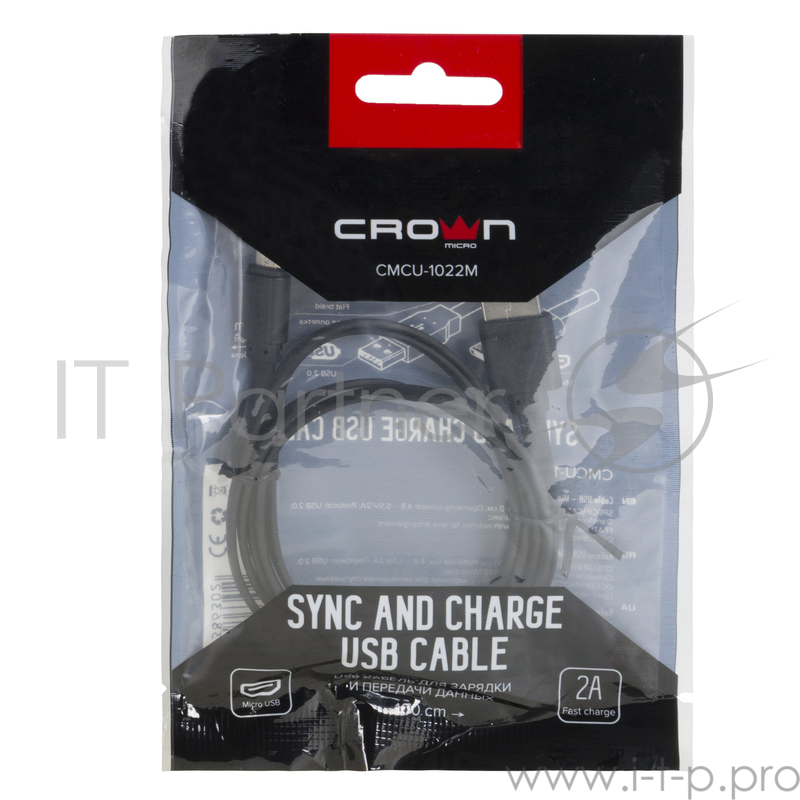 Кабель Crown USB - microUSB CMCU-1022M black