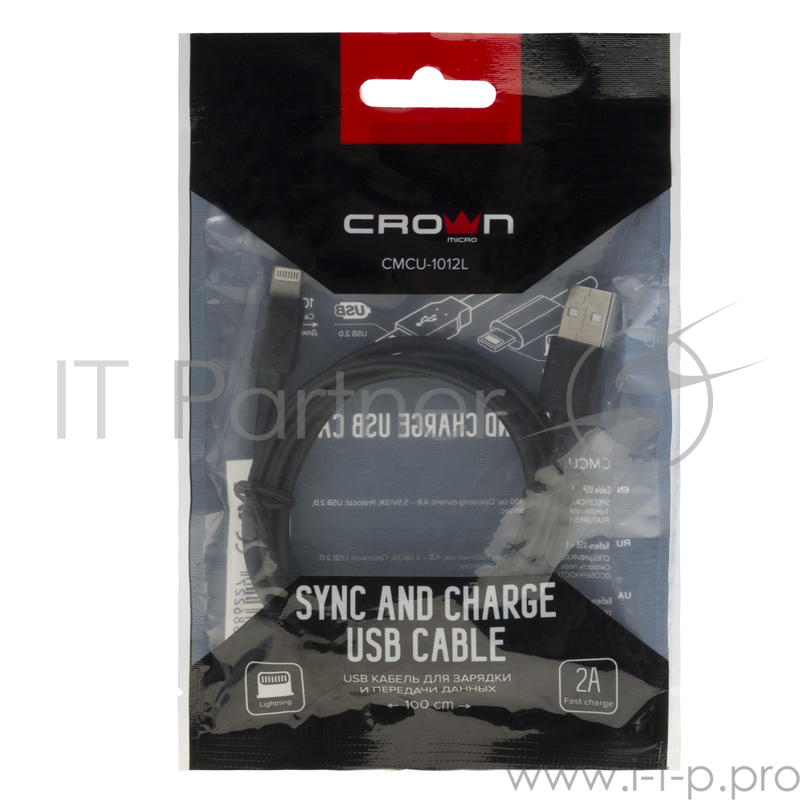 Кабель Crown USB - Lightning CMCU-1012L black