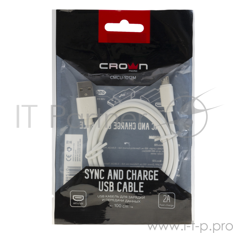 Кабель Crown USB - microUSB CMCU-1012M white