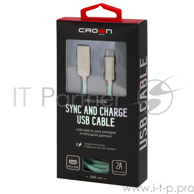 Кабель Crown USB - microUSB CMCU-3132M light blue