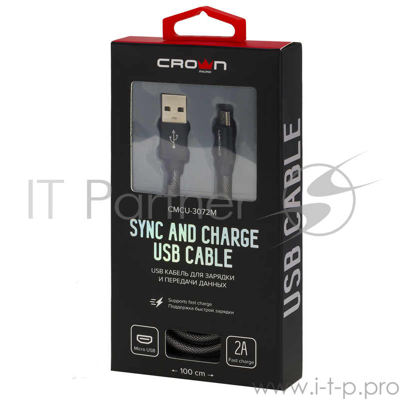 Кабель Crown USB - microUSB CMCU-3072M black