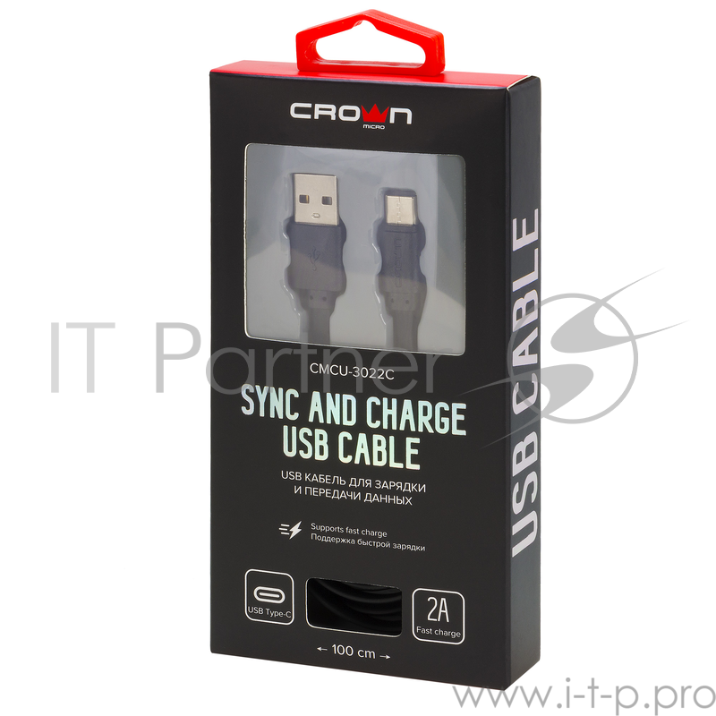 Кабель Crown USB - USB Type-C CMCU-3022C black