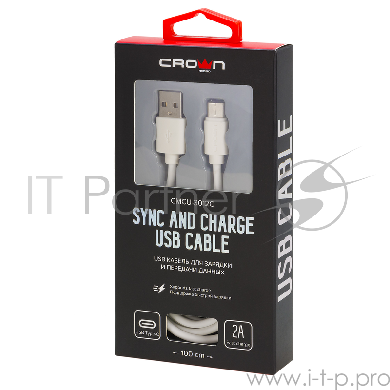 Кабель Crown USB - USB Type-C CMCU-3012C white