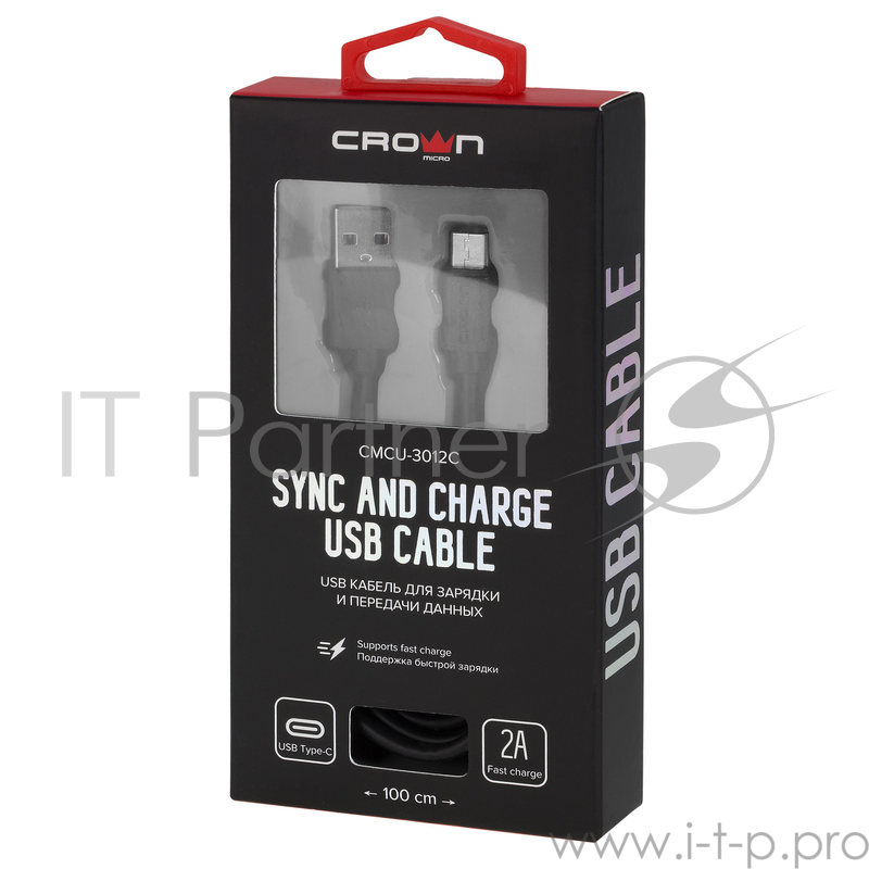 Кабель Crown USB - USB Type-C CMCU-3012C black