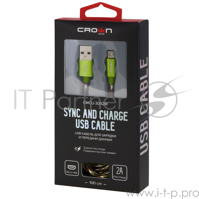 Кабель Crown USB - microUSB CMCU-3092M military