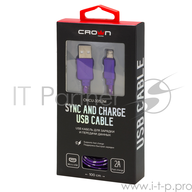 Кабель Crown USB - microUSB CMCU-3052M violet