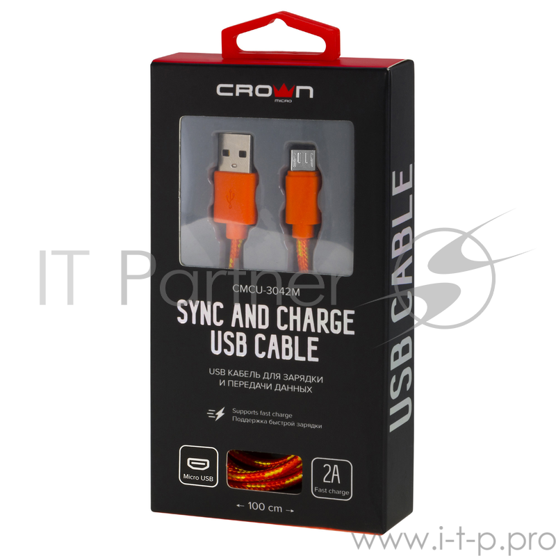 Кабель Crown USB - microUSB CMCU-3042M orange