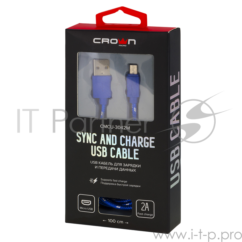 Кабель Crown USB - microUSB CMCU-3042M blue