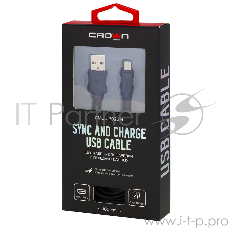 Кабель Crown USB - microUSB CMCU-3022M black