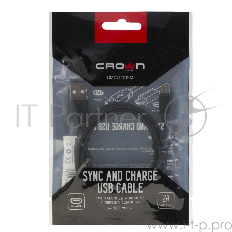Кабель Crown USB - microUSB CMCU-1012M black