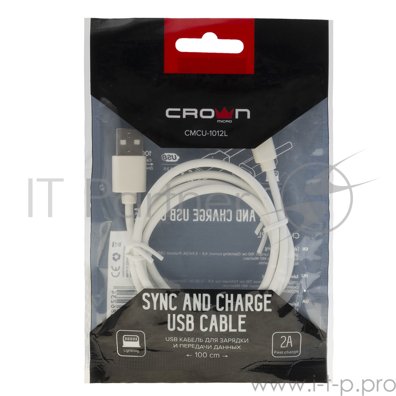 Кабель Crown USB - Lightning CMCU-1012L white