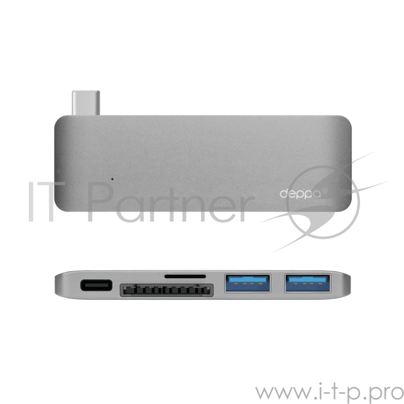Адаптер Deppa USB-C адаптер для Macbook, 5в1,графит, Deppa