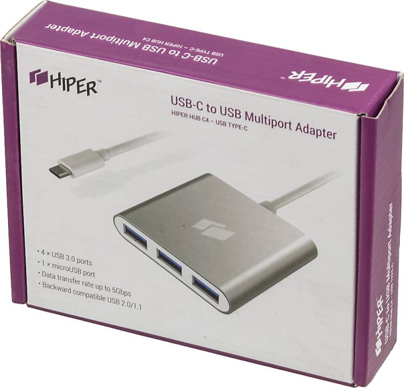 Кабель HIPER HUB HIPER C4 , USB Type-C