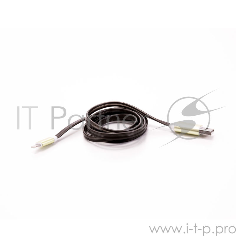 Кабель Gmini GM-MEL300FLATBR, USB-Lightning светящийся, 1м, коричневый