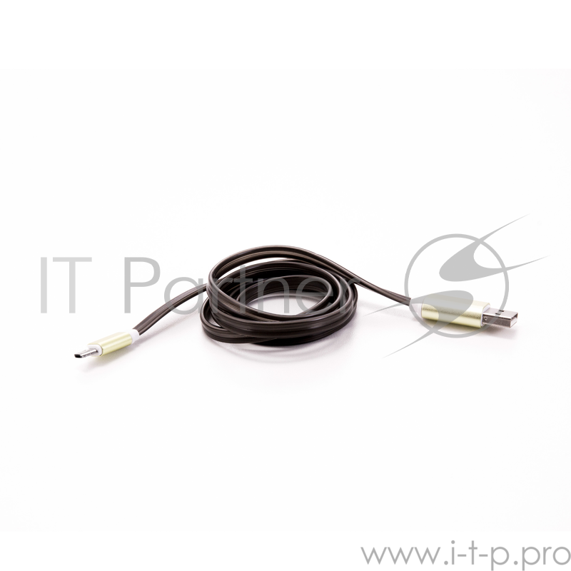 Кабель Gmini GM-MEL200FLATBR, USB-microUSB светящийся, 1м, коричневый