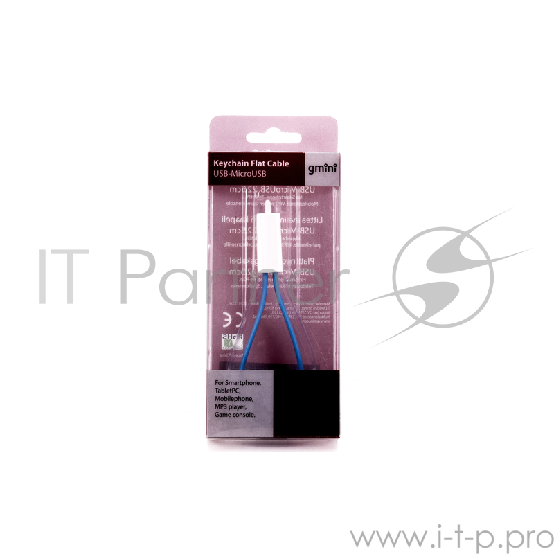 Кабель Gmini GM-MUS200FKBL, USB-microUSB плоский, синий