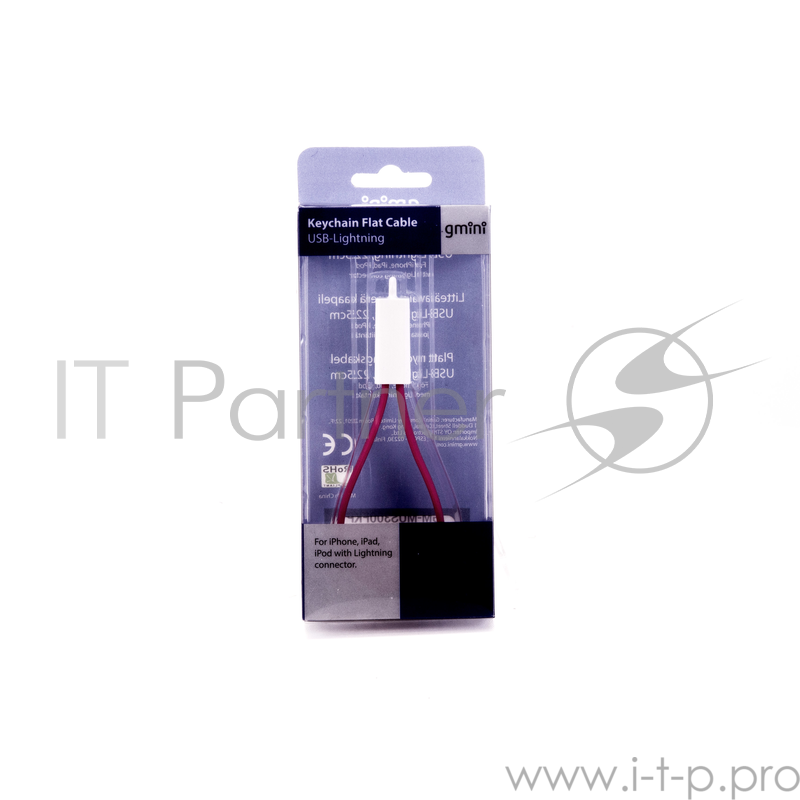 Кабель Gmini GM-MUS300FKP, USB-Lightning плоский, розовый