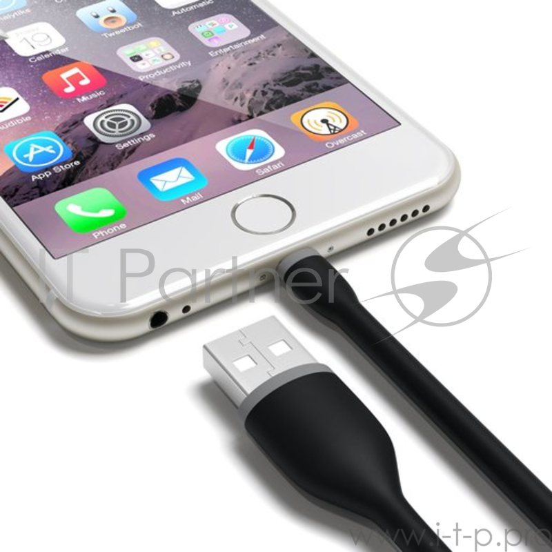 Кабель Satechi Flexible Lightning to USB. Длина 15 см. Цвет черный.