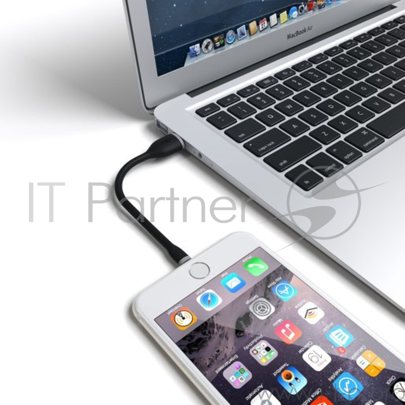 Кабель Satechi Flexible Lightning to USB. Длина 15 см. Цвет черный.