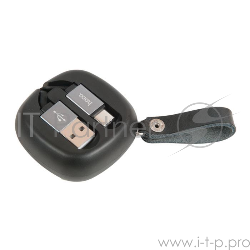 кабель USB HOCO u33 Retractable с катушкой Type-C, черный