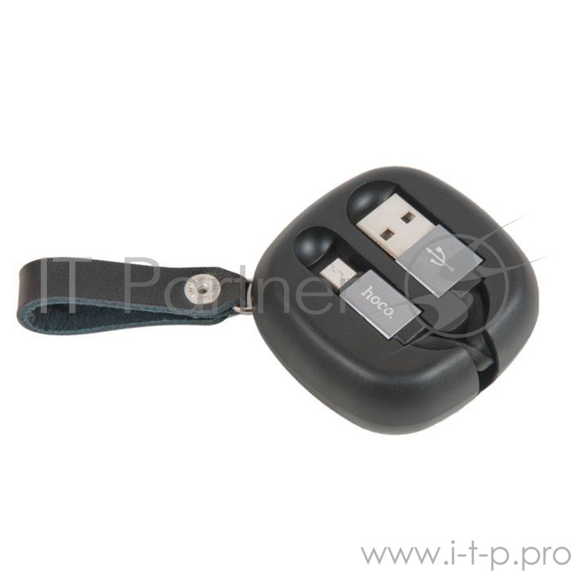 кабель USB HOCO u33 Retractable с катушкой Micro USB, черный