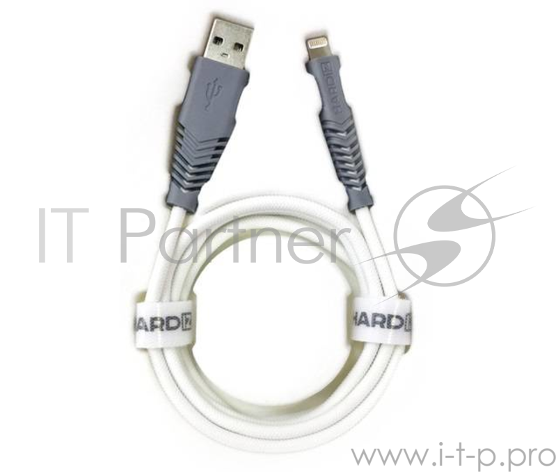 HARDIZ Кабель Lightning на USB 2.0 MFI высококачественная нейлоновая оплетка, 1,2 метра, White.