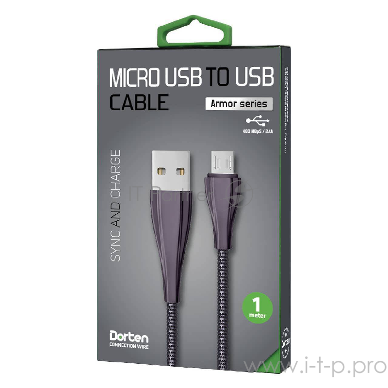 Dorten Кабель Micro USB Armor Series, 1 метр, Black