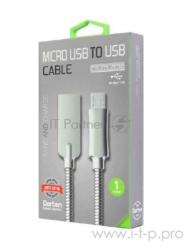 Dorten Кабель Micro USB Steel Shell Series, 1 метр, Silver
