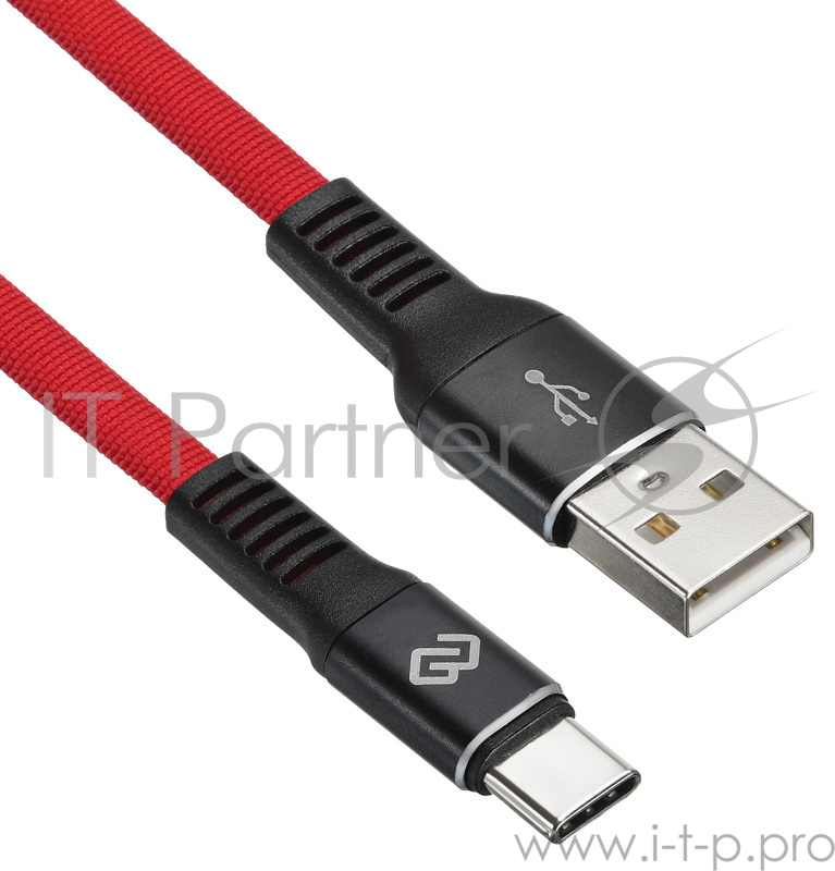 Кабель Digma USB A (m) USB Type-C (m) 1.2м красный плоский