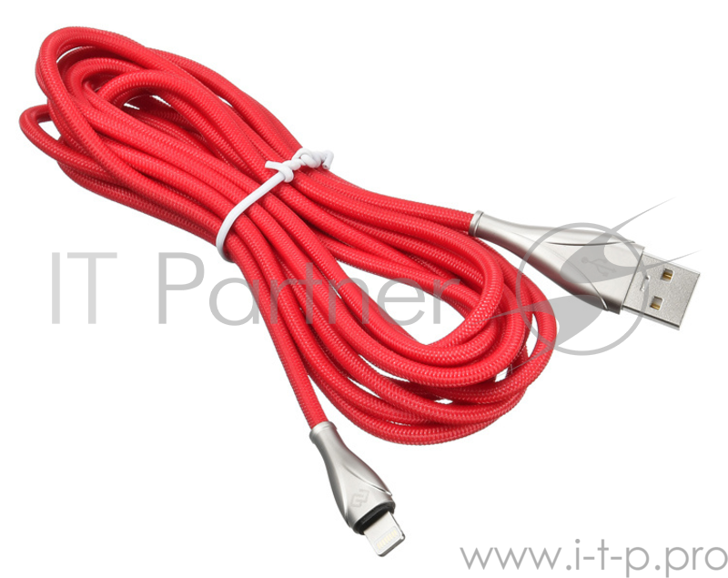 Кабель Digma USB A (m) Lightning (m) 3м красный