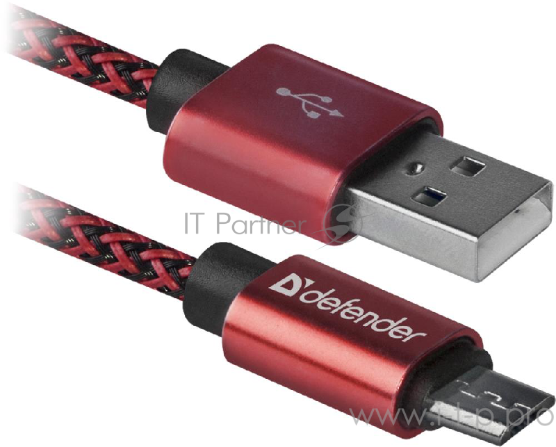Кабель USB2.0 TO MICRO-USB 1M RED USB08-03T 87801 DEFENDER