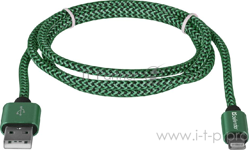 Кабель LIGHTNING TO USB2 1M GREEN ACH01-03T 87810 DEFENDER