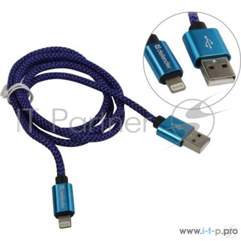 Кабель LIGHTNING TO USB2 1M BLUE ACH01-03T 87811 DEFENDER