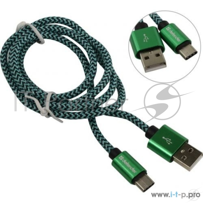 Кабель USB2.0 TO TYPE-C 1M GREEN USB09-03T 87816 DEFENDER