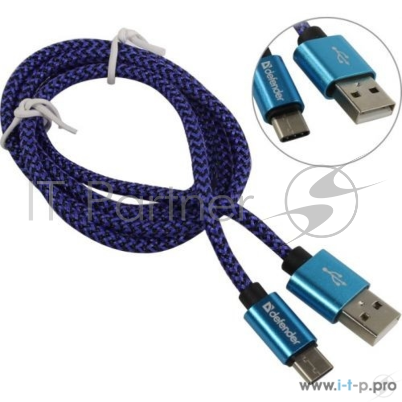 Кабель USB2.0 TO TYPE-C 1M BLUE USB09-03T 87817 DEFENDER