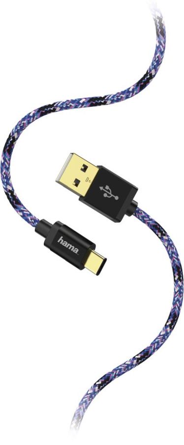 Кабель Hama Sporty 00183209 USB Type-C (m) USB A(m) 1.5м синий/розовый