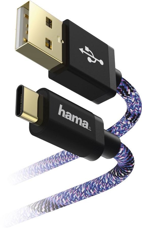 Кабель Hama Sporty 00183209 USB Type-C (m) USB A(m) 1.5м синий/розовый