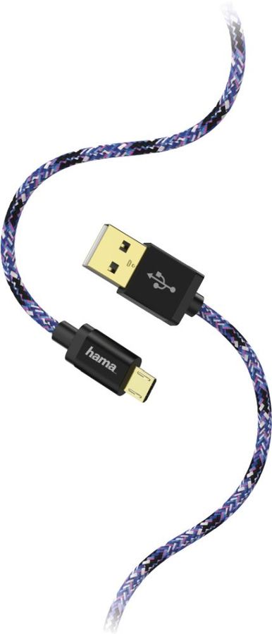 Кабель Hama Sporty 00183207 USB A(m) micro USB B (m) 1.5м синий/розовый