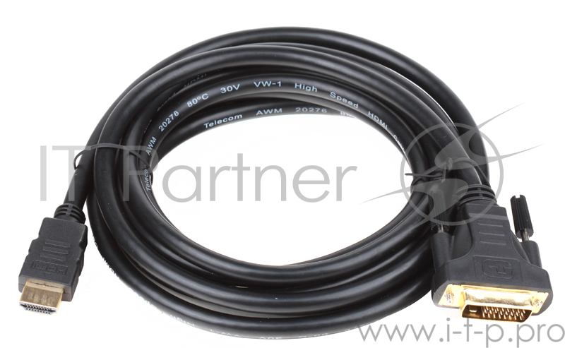 Кабель Telecom HDMI to DVI 3м, с позолоченными контактами