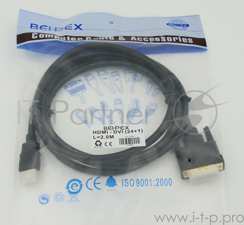 Кабель видео HDMI (m)/DVI-D (Dual Link) (m) 2м. черный