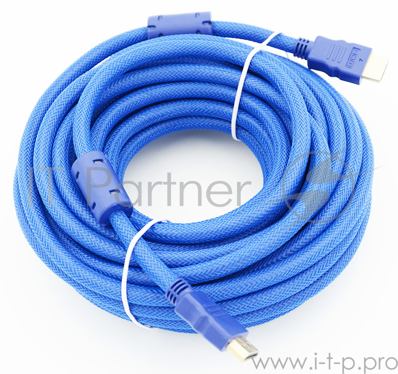 Кабель HDMI Ver.1.4 Blue jack HDMI19 (m)/HDMI19 (m) 10м феррит.кольца Позолоченные контакты