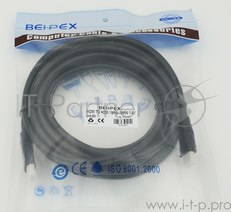 Кабель аудио-видео HDMI (m)/HDMI (m) 5м. черный ver1.4
