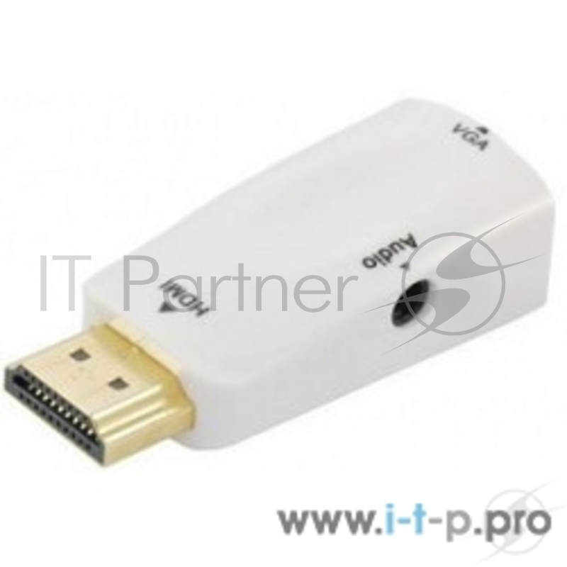 Переходник UHDMI M -> VGA 15F + Audio Orient C119, для подкл.монитора/проектора к выходу HDMI, белый