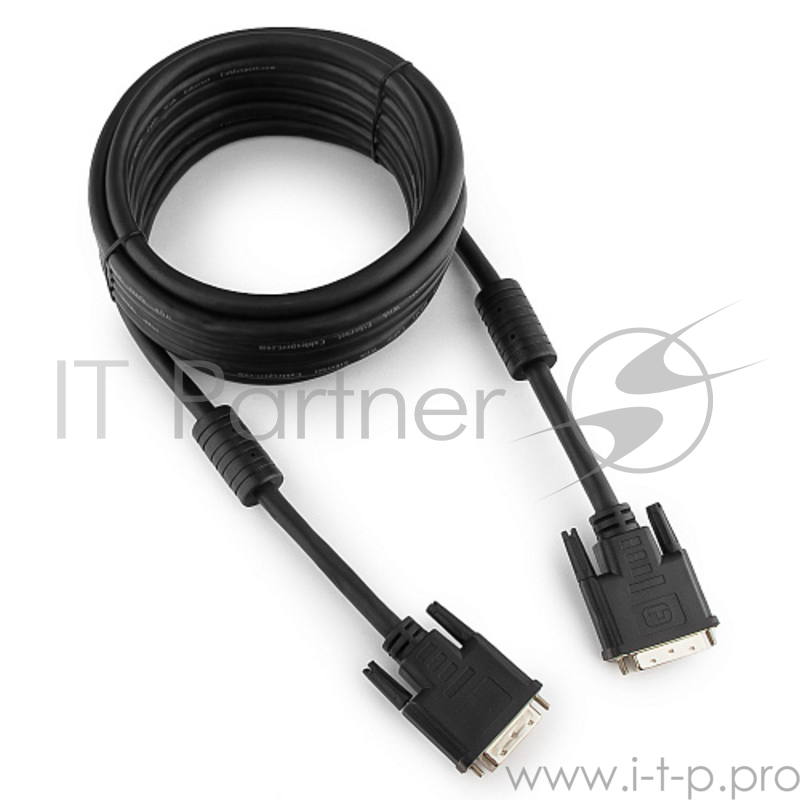 Кабель DVI-D dual link Gembird/Cablexpert CC-DVI2-BK-15, 25M/25M, 4.5м, черный, экран, феррит.кольца, пакет