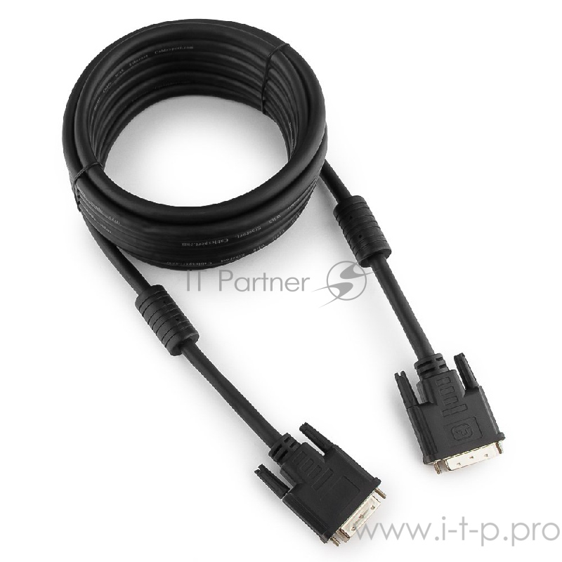 Кабель DVI-D dual link Gembird/Cablexpert CC-DVI2-BK-15, 25M/25M, 4.5м, черный, экран, феррит.кольца, пакет