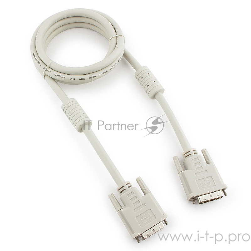 Кабель DVI-D single link Gembird/Cablexpert CC-DVI-6C, 19M/19M, 1.8м, серый, экран, феррит.кольца, пакет