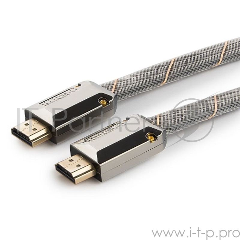 Кабель HDMI Cablexpert, серия Platinum, 1,8 м, v2.0, M/M, плоский, позол.разъемы, металлический корпус, нейлоновая оплетка, блистер