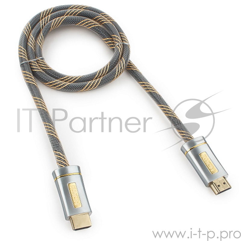 Кабель HDMI Cablexpert, серия Platinum, 1 м, v2.0, M/M, нейлоновая оплетка, позол.разъемы, металлический корпус, нейлоновая оплетка, блистер