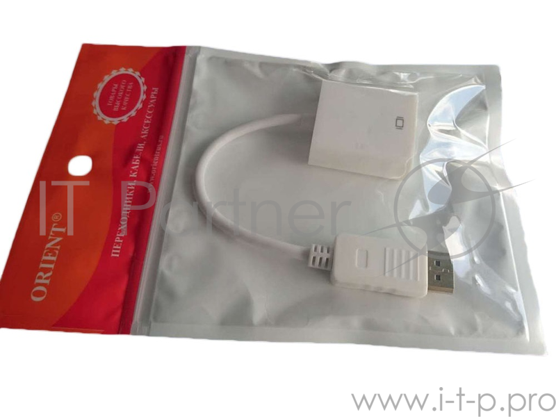 Кабель-адаптер ORIENT C306W, DisplayPort M -> HDMI F, длина 0.2 метра, белый