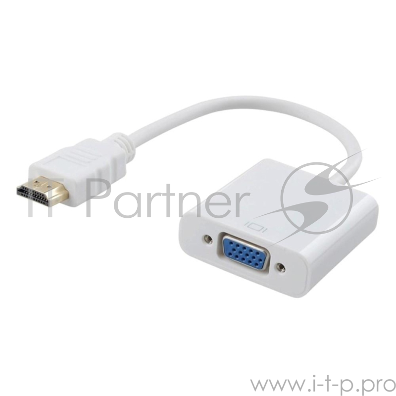 Кабель-адаптер ORIENT C050W, HDMI M -> VGA 15F, для подкл.монитора/проектора к выходу HDMI, длина 0.2 метра, белый